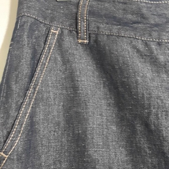 Talbots Sz 10 Black Signature Flare Wide Leg Linen Blend Chambray Pockets Pants - Picture 7 of 11